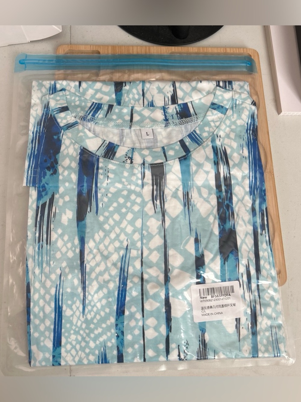 Light Blue Abstract Print women tank top size large